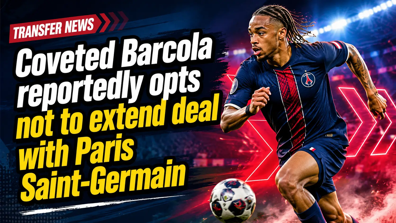 Bradley Barcola on the pitch for PSG amidst transfer exit reports