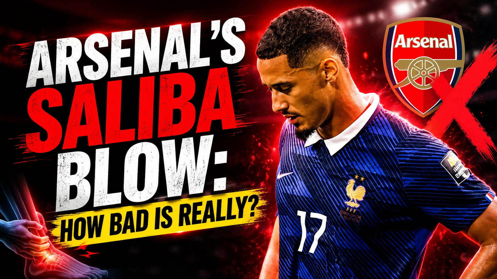William Saliba during France World Cup match before Arsenal back injury confirmation